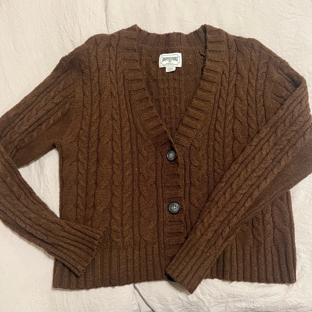 American Eagle Outfitters Brown Cable Knit Women's Sweater